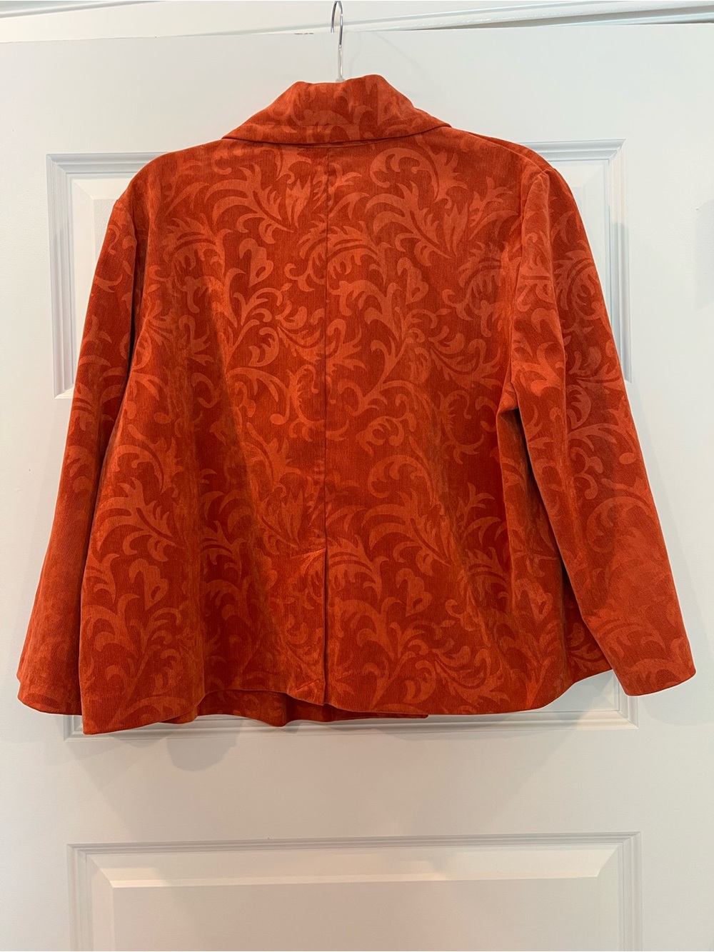 Requirements Burnt Orange Scroll Print Open Front Jacket Blazer XL Stretch - Picture 4 of 8